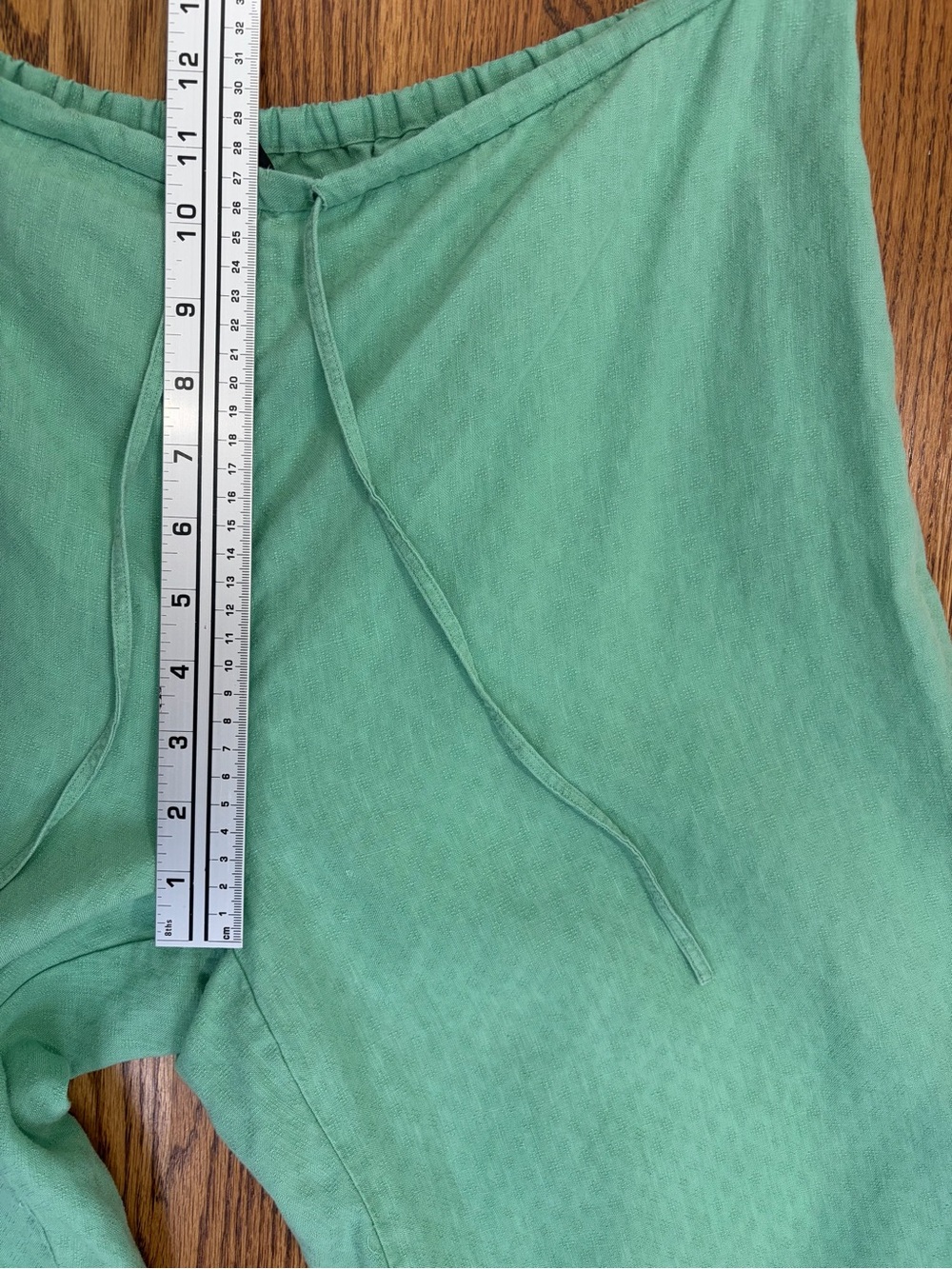 Eileen Fisher 100% Linen Light Green Cropped Drawstring Pants (Petite L) - Picture 5 of 10